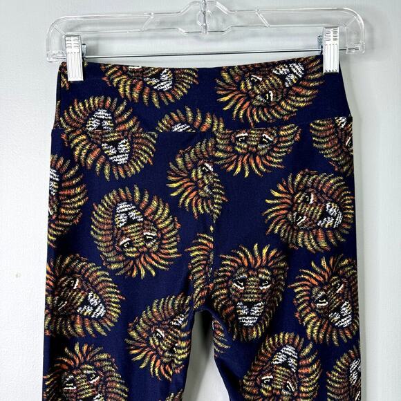 LuLaRoe Lion Scatter Print Navy Blue Orange Yellow Leggings Women's One Size OS - Picture 11 of 12